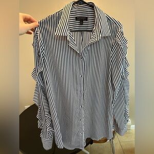 Banana Republic Dillon Flutter Sleeve Striped Blouse Women’s Size L Tall